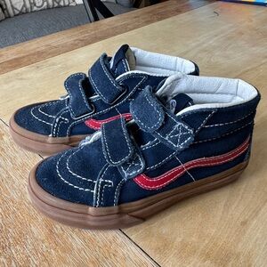Vans Kids Navy and Red Velcro Sneakers